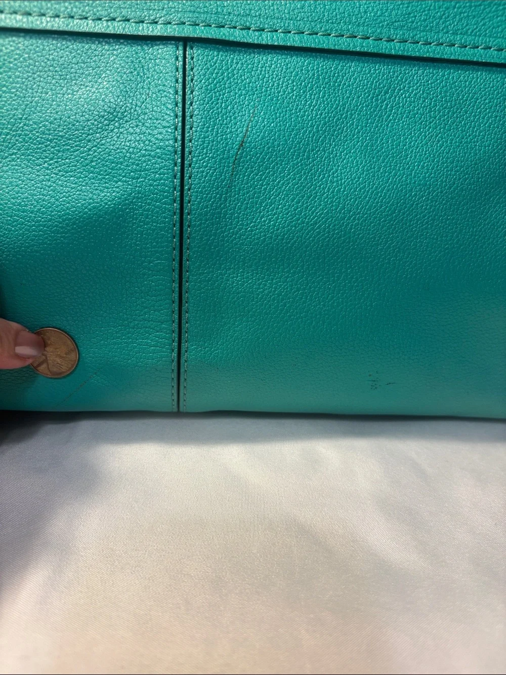 GUC Kate Spade Quinn Villabella Avenue Teal Green Leather Bow Satchel Tote Bag